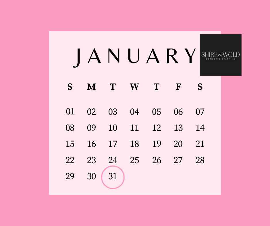 Pink January calendar | domestic couple jobs