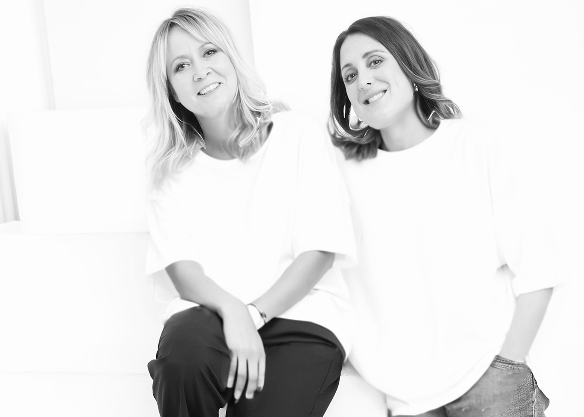 Zoe and Annalisa in black and white photo